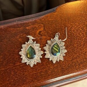 Sundance Labradorite Drop Earrings in 925 Silver Filigree Setting